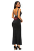 Crochet Back Detail Sleeveless Black Maxi Dress